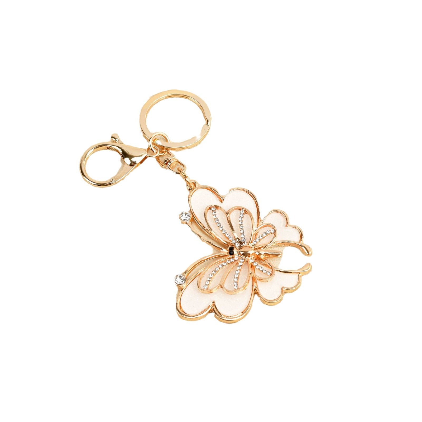 Wholesale Double Layer Butterfly Diamond Metal Keychain